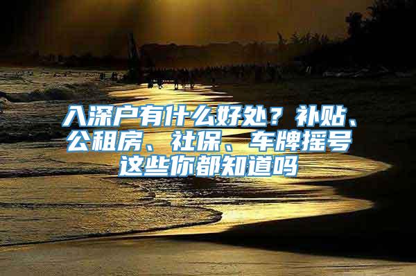 入深户有什么好处？补贴、公租房、社保、车牌摇号这些你都知道吗