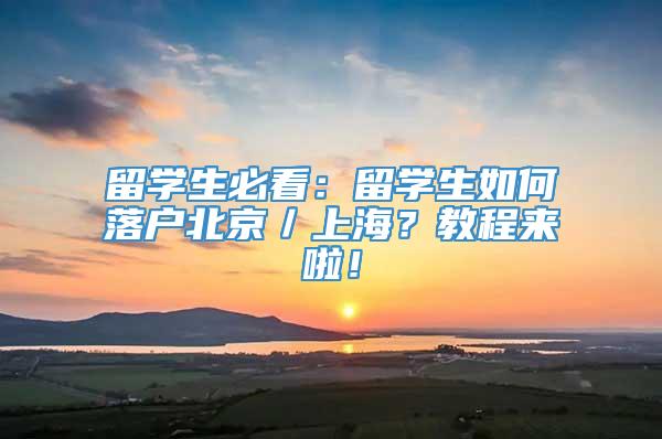 留学生必看：留学生如何落户北京／上海？教程来啦！