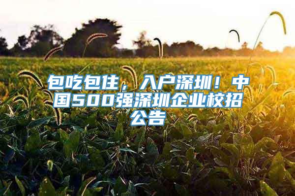 包吃包住，入户深圳！中国500强深圳企业校招公告