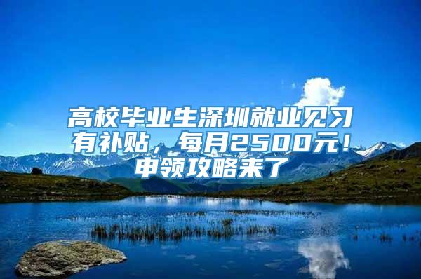 高校毕业生深圳就业见习有补贴，每月2500元！申领攻略来了