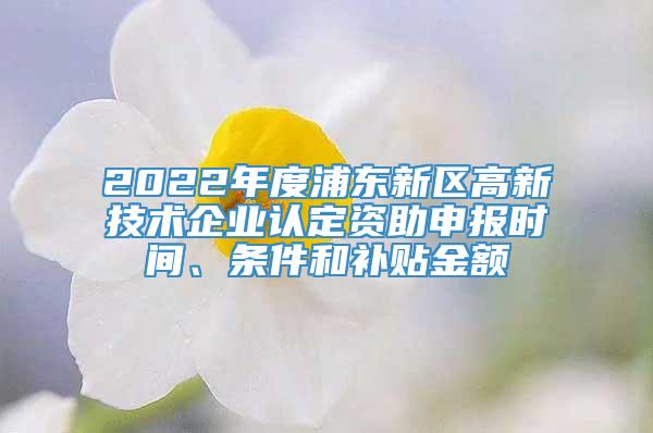 2022年度浦东新区高新技术企业认定资助申报时间、条件和补贴金额