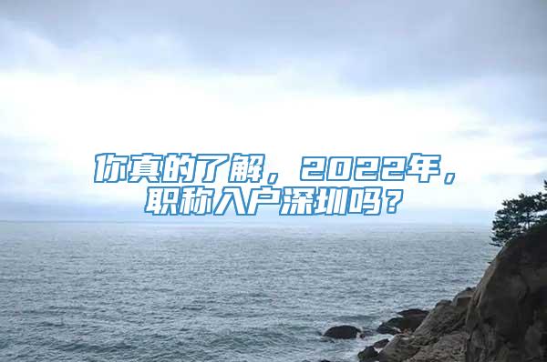 你真的了解，2022年，职称入户深圳吗？