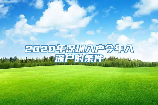 2020年深圳入户今年入深户的条件