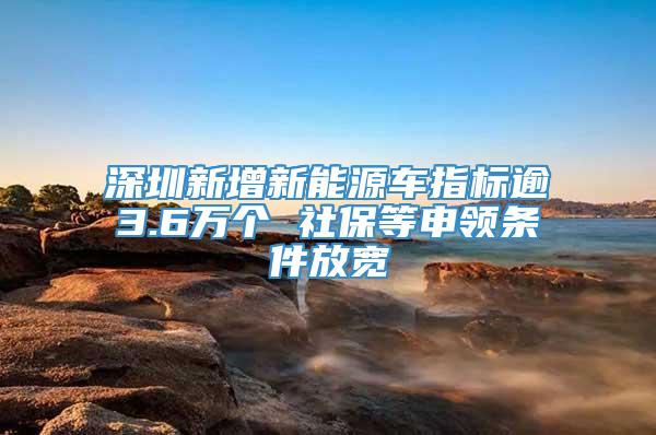 深圳新增新能源车指标逾3.6万个 社保等申领条件放宽