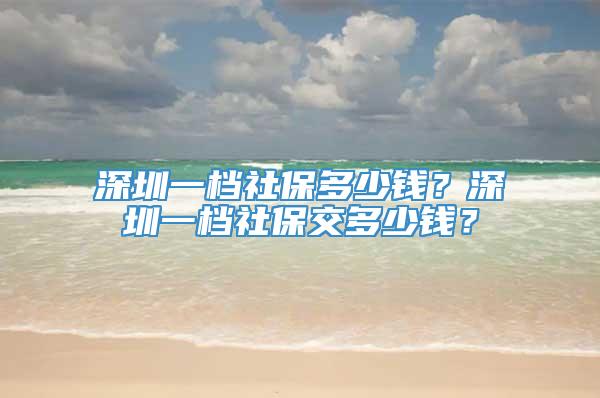 深圳一档社保多少钱？深圳一档社保交多少钱？