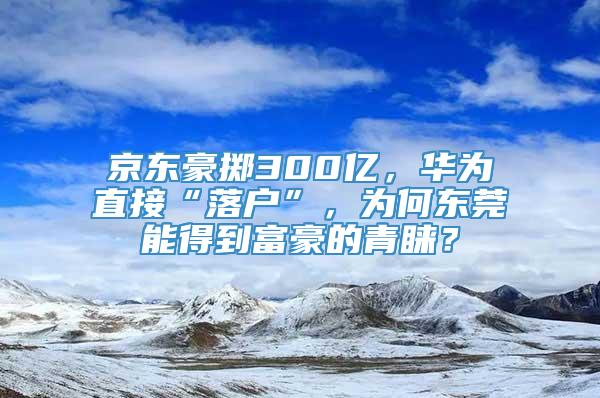 京东豪掷300亿，华为直接“落户”，为何东莞能得到富豪的青睐？