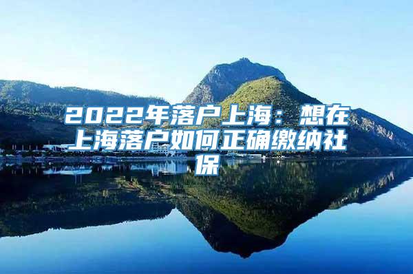 2022年落户上海：想在上海落户如何正确缴纳社保