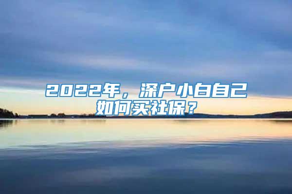 2022年，深户小白自己如何买社保？