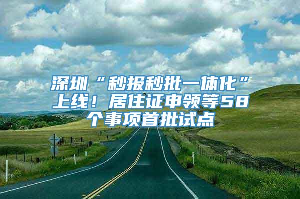 深圳“秒报秒批一体化”上线！居住证申领等58个事项首批试点