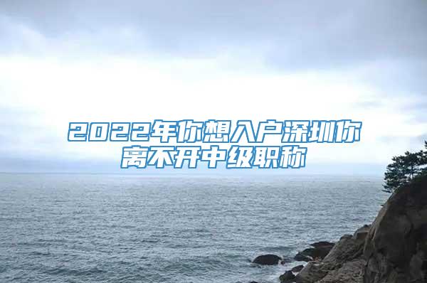 2022年你想入户深圳你离不开中级职称