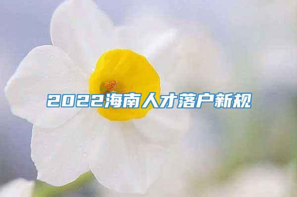 2022海南人才落户新规