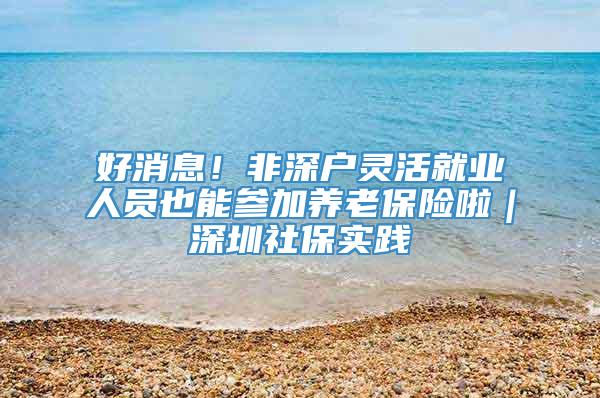 好消息！非深户灵活就业人员也能参加养老保险啦｜深圳社保实践④