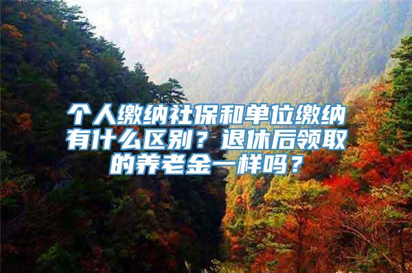 个人缴纳社保和单位缴纳有什么区别？退休后领取的养老金一样吗？