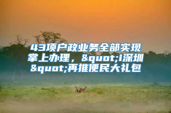 43项户政业务全部实现掌上办理，"i深圳"再推便民大礼包