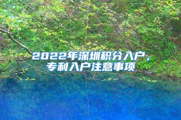 2022年深圳积分入户，专利入户注意事项