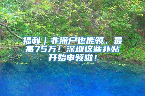 福利｜非深户也能领，最高75万！深圳这些补贴开始申领啦！