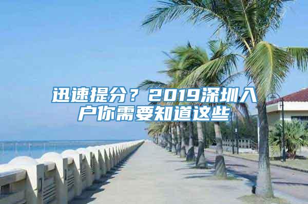 迅速提分？2019深圳入户你需要知道这些