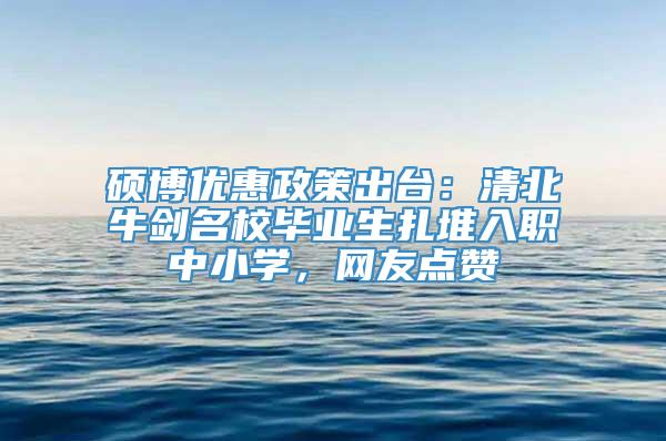 硕博优惠政策出台：清北牛剑名校毕业生扎堆入职中小学，网友点赞