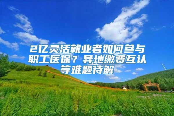 2亿灵活就业者如何参与职工医保？异地缴费互认等难题待解