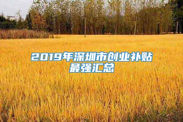 2019年深圳市创业补贴最强汇总