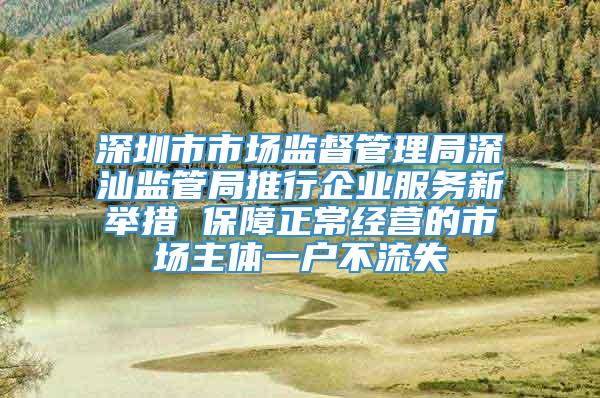 深圳市市场监督管理局深汕监管局推行企业服务新举措 保障正常经营的市场主体一户不流失