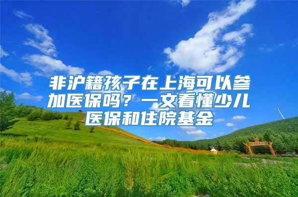 非沪籍孩子在上海可以参加医保吗？一文看懂少儿医保和住院基金