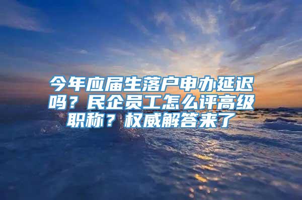 今年应届生落户申办延迟吗？民企员工怎么评高级职称？权威解答来了