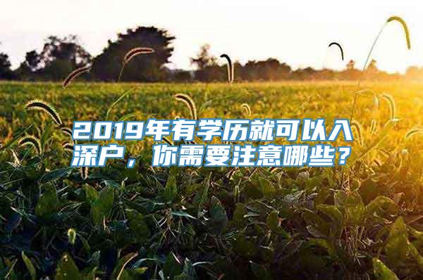 2019年有学历就可以入深户，你需要注意哪些？