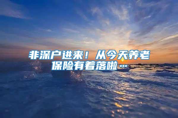 非深户进来！从今天养老保险有着落啦…