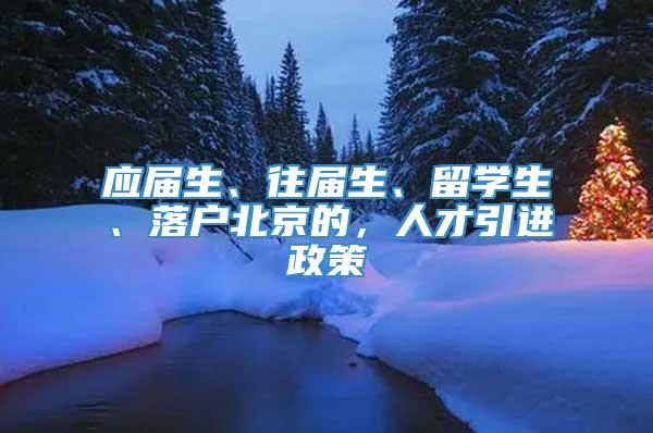 应届生、往届生、留学生、落户北京的，人才引进政策