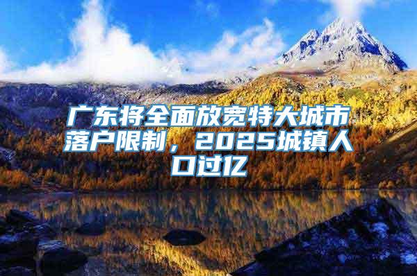 广东将全面放宽特大城市落户限制，2025城镇人口过亿