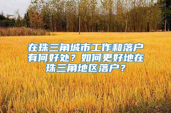 在珠三角城市工作和落户有何好处？如何更好地在珠三角地区落户？