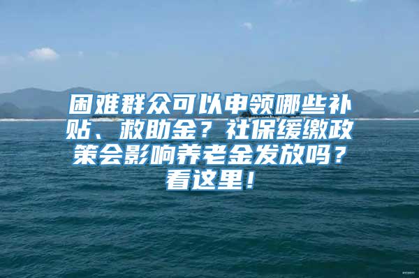 困难群众可以申领哪些补贴、救助金？社保缓缴政策会影响养老金发放吗？看这里！