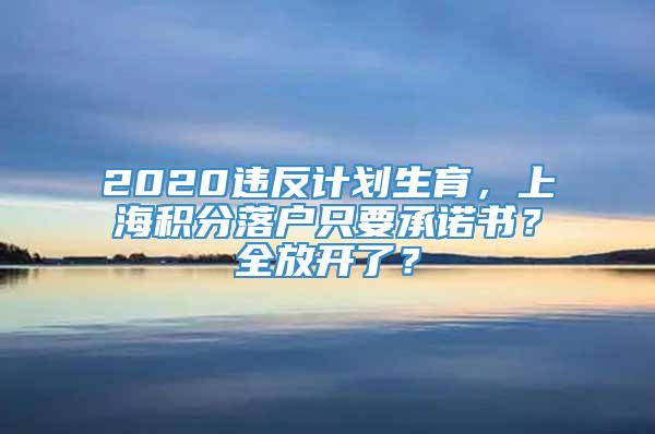 2020违反计划生育，上海积分落户只要承诺书？全放开了？