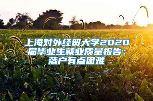 上海对外经贸大学2020届毕业生就业质量报告：落户有点困难