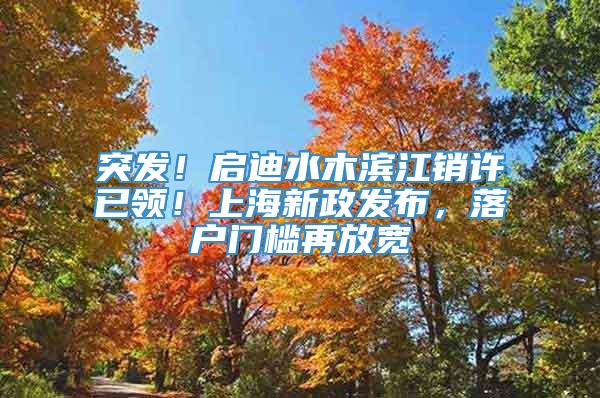 突发！启迪水木滨江销许已领！上海新政发布，落户门槛再放宽