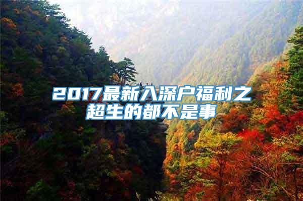 2017最新入深户福利之超生的都不是事