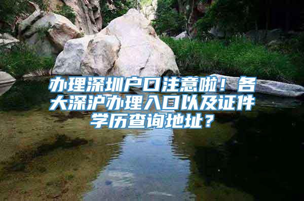 办理深圳户口注意啦！各大深沪办理入口以及证件学历查询地址？