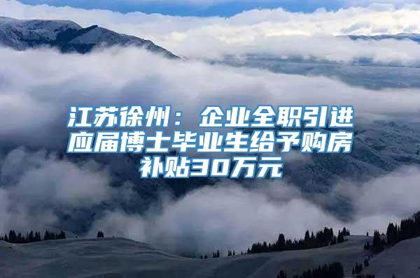 江苏徐州：企业全职引进应届博士毕业生给予购房补贴30万元