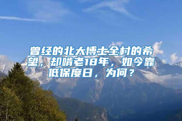 曾经的北大博士全村的希望，却啃老18年，如今靠低保度日，为何？