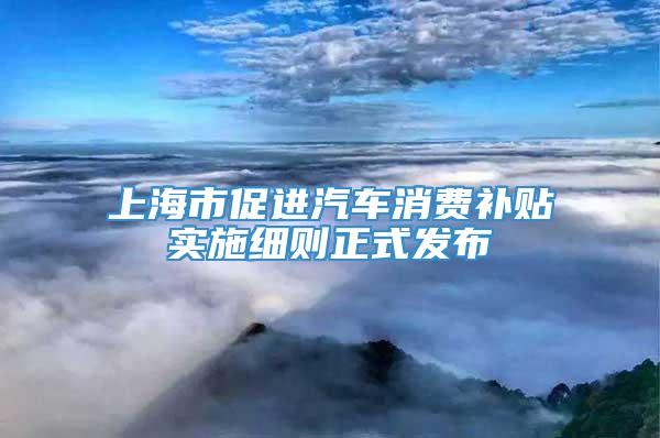 上海市促进汽车消费补贴实施细则正式发布