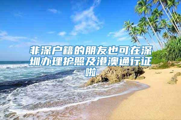 非深户籍的朋友也可在深圳办理护照及港澳通行证啦