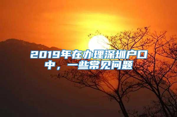 2019年在办理深圳户口中，一些常见问题