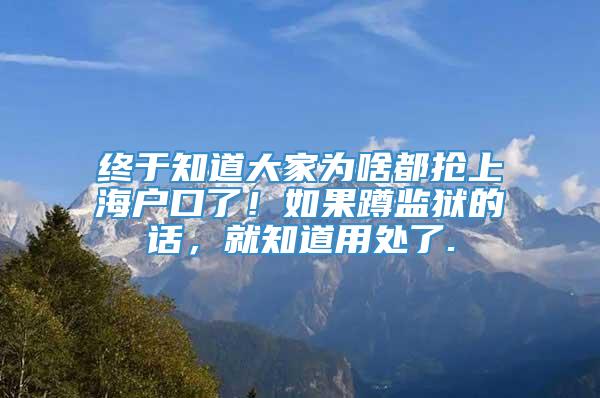 终于知道大家为啥都抢上海户口了！如果蹲监狱的话，就知道用处了.