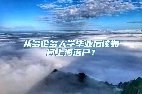 从多伦多大学毕业后该如何上海落户？