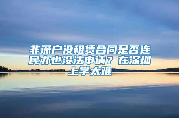 非深户没租赁合同是否连民办也没法申请？在深圳上学太难