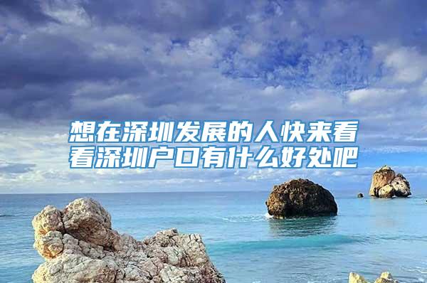 想在深圳发展的人快来看看深圳户口有什么好处吧