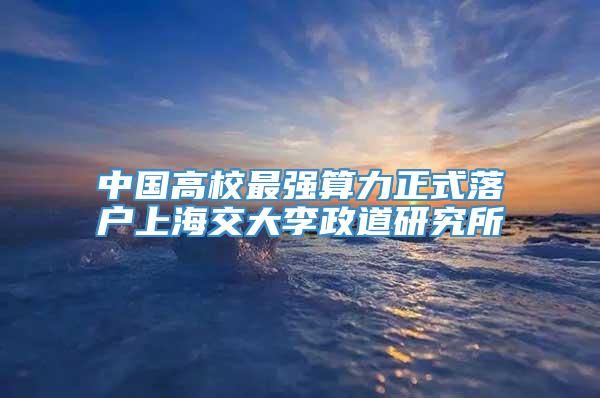 中国高校最强算力正式落户上海交大李政道研究所