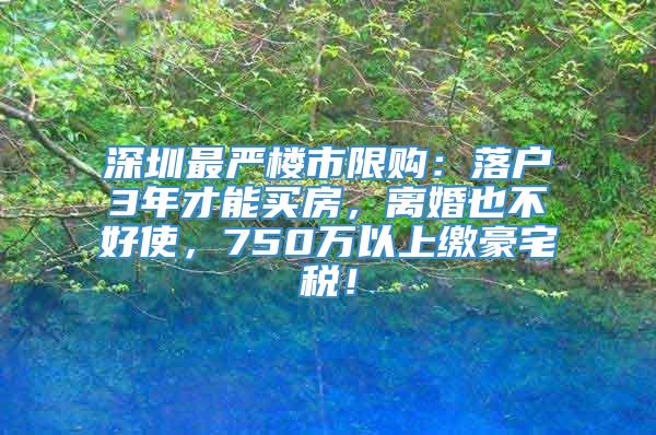 深圳最严楼市限购：落户3年才能买房，离婚也不好使，750万以上缴豪宅税！