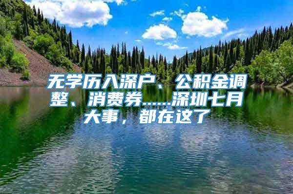 无学历入深户、公积金调整、消费券......深圳七月大事，都在这了